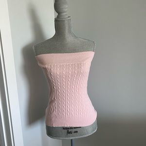 52 weekends pink cable knit sweater tube top